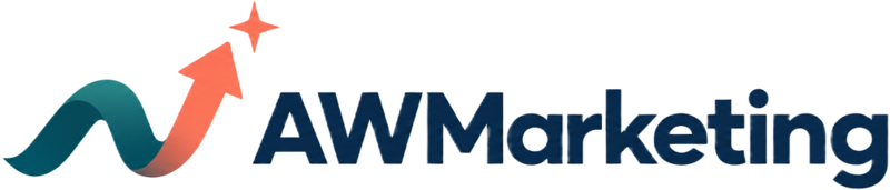 AWMarketing logo – rising wave and arrow symbol